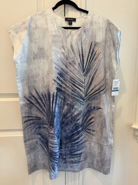 Karen Kane Navy Palm-Print Cotton Dress XL NWT